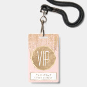 Luxuriöse Rosa Gold Funkelnd Glitzer Fringe Ausweis (Vorderseite mit Lanyard)