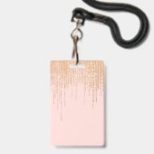 Luxuriöse Rosa Gold Funkelnd Glitzer Fringe Ausweis (Rückseite mit Lanyard)