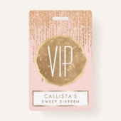 Luxuriöse Rosa Gold Funkelnd Glitzer Fringe Ausweis (Vorderseite)