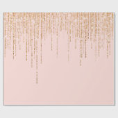 Luxuriöse Rosa Gold Funkelnd Glitzer Fringe Geschenkpapier (Flach)