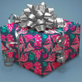 Luxuriöse rosa Imitate Glitzer gnomes hat Weihnach Geschenkpapier Set