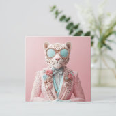 Luxuriöse Rosa Leopard Elegance Einladung (Stehend Vorderseite)