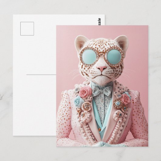 Luxuriöse Rosa Leopard Elegance Postkarte (Vorne/Hinten)