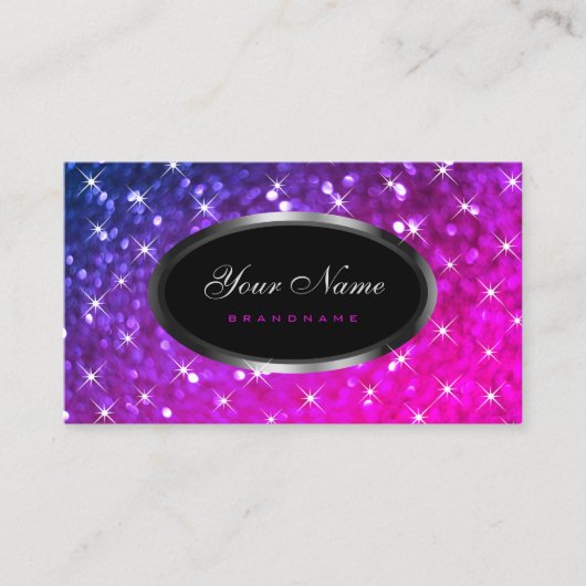 Luxuriöse rosa Lila Glitzer Luminous Stars Elegant Visitenkarte (Vorderseite)