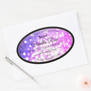 Luxuriöse, rosa, Lila Glitzer Sparkle Produktkennz Ovaler Aufkleber