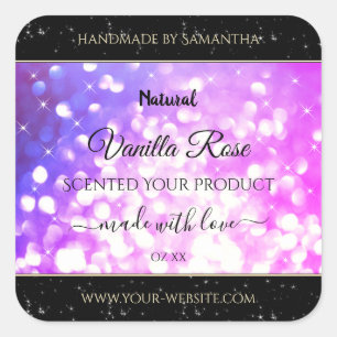 Luxuriöse, rosa, Lila Glitzer Sparkle Produktkennz Quadratischer Aufkleber