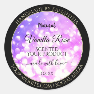 Luxuriöse, rosa, Lila Glitzer Sparkle Produktkennz Runder Aufkleber