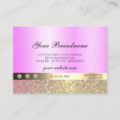 Luxuriöse rosa Lila goldglatter Glitzer Diamanten Visitenkarte (Rückseite)