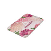 Luxuriöse rosa Monogram Glitzer Badematte (Schrägansicht)