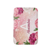 Luxuriöse rosa Monogram Glitzer Badematte (Vorderseite Vertikal)