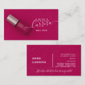 Luxuriöse rosa Nagelfarbe Nail Tech Nagelsalon Visitenkarte (Vorne/Hinten)