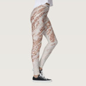 Luxuriöse Rosa Rose Glitzer Marmor Text hinzufügen Leggings (Rechts)