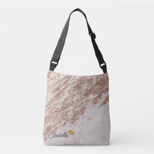Luxuriöse Rosa Rose Glitzer Marmor Text hinzufügen Tragetaschen Mit Langen Trägern