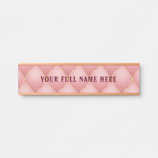 Luxuriöse Rosa Rose Gold Diamond Individuelle Name Türschild (Vorderseite )