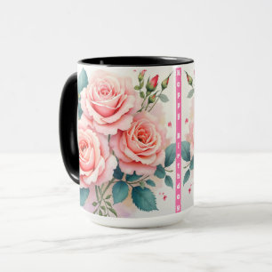 Luxuriöse rosa Rosen schöne trendige Kollektion Tasse