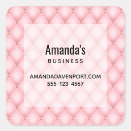 Luxuriöse rosa Tufed Diamond Muster Business Quadratischer Aufkleber