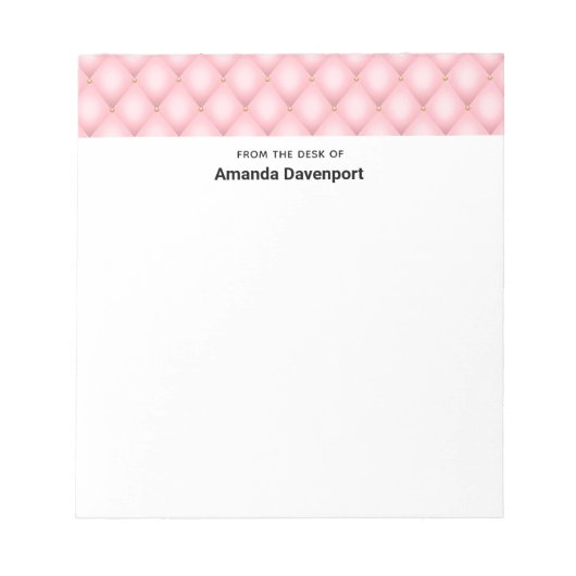 Luxuriöse rosa tuftierte Diamantgrenze Notizblock (Vorderseite)