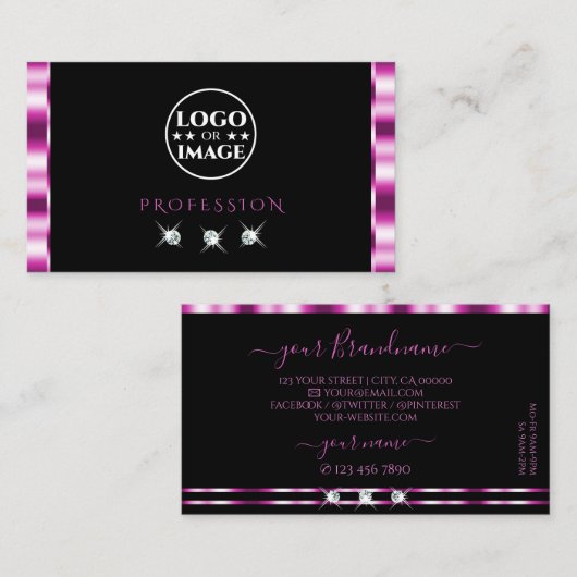 Luxuriöse rosa und schwarz glattende Diamanten mit Visitenkarte (Vorne/Hinten)