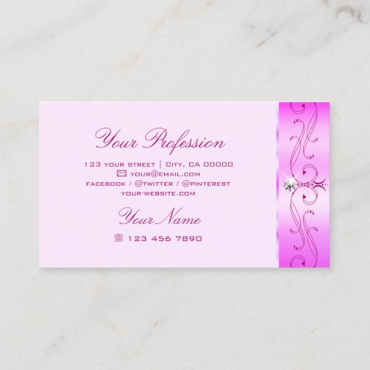 Luxuriöse, rosa Verzierte Ornamente mit kleinem Ka Visitenkarte (Rückseite)