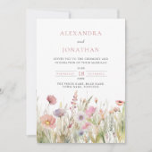 Luxuriöse, rosa Wildblume Hochzeit Einladung (Vorderseite)