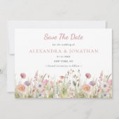 Luxuriöse, rosa Wildblume Hochzeit Save The Date (Vorderseite)