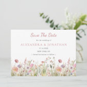 Luxuriöse, rosa Wildblume Hochzeit Save The Date (Stehend Vorderseite)