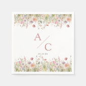 Luxuriöse, rosa Wildblume Hochzeit Serviette (Vorderseite)