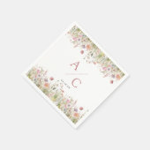 Luxuriöse, rosa Wildblume Hochzeit Serviette (Ecke)