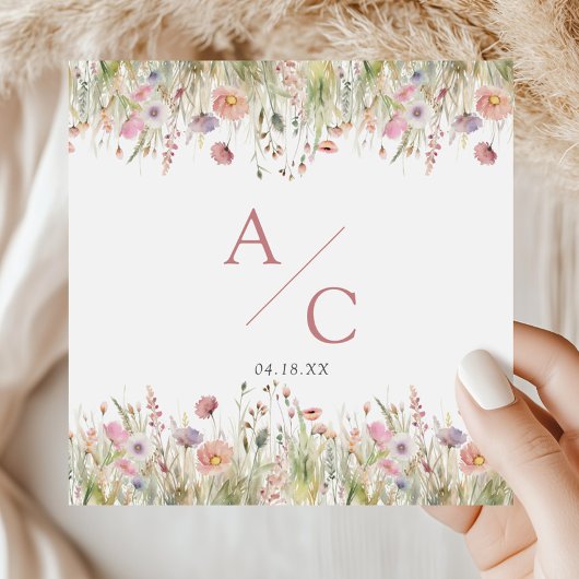 Luxuriöse, rosa Wildblume Hochzeit Serviette