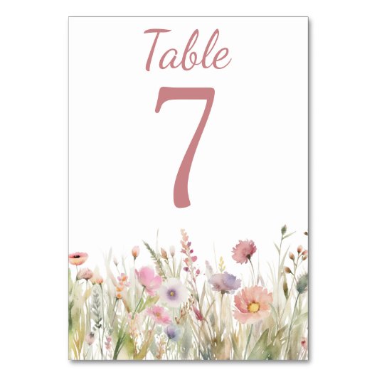 Luxuriöse, rosa Wildblume Hochzeit Tischnummer (Rückseite)