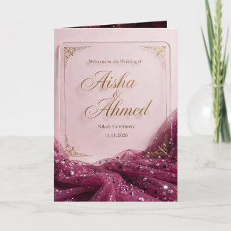 Luxuriöse rosafarbene Gold-Glitter-Nikah-Einladung Karte