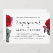 Luxuriöse Rose aus rotem Garten. Eleganter Teil de Einladung (Vorne/Hinten)