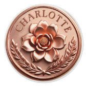 Luxuriöse Rose Gold 3D Peony und Laurel Wreath Keramikknauf (Vorderseite)