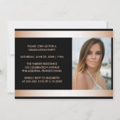 Luxuriöse Rose Gold Black Foto Abschluss Einladung (Rückseite)