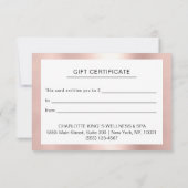 Luxuriöse Rose Gold & Black Geschenkgutschein (Rückseite)