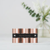 Luxuriöse Rose Gold Black Sparkle Jewels Monogram Visitenkarte (Stehend Vorderseite)