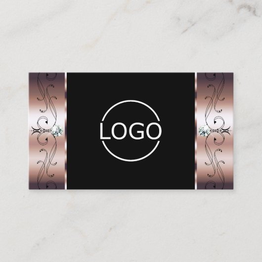 Luxuriöse Rose Gold Black Squiggled Jewels Logo-Fo Visitenkarte (Vorderseite)