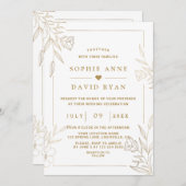 Luxuriöse Rose Gold Blume Frame Wedding Einladung (Vorne/Hinten)