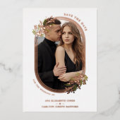 Luxuriöse Rose Gold Branches Blätter Oval Frame Fo Folieneinladung (Vorderseite)