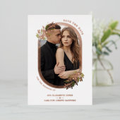 Luxuriöse Rose Gold Branches Blätter Oval Frame Fo Folieneinladung (Stehend vorne)