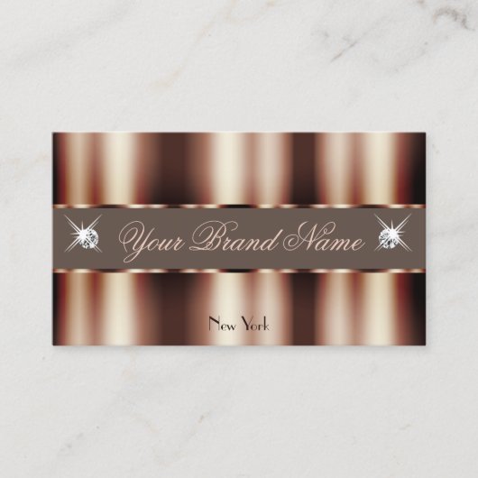 Luxuriöse Rose Gold Brown Sparkle Diamonds Glamour Visitenkarte (Vorderseite)