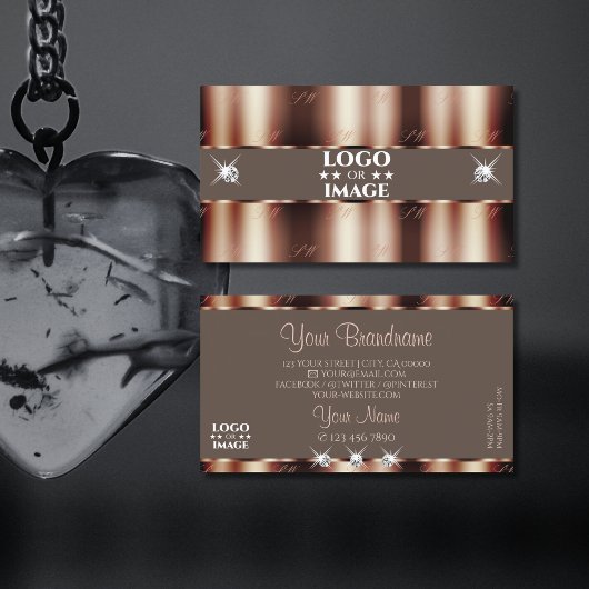 Luxuriöse Rose Gold Brown Sparkle Diamonds mit Log Visitenkarte
