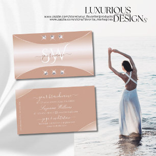 Luxuriöse Rose Gold Decor Juwelen und Monogram Visitenkarte