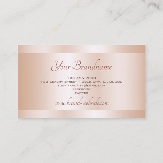 Luxuriöse Rose Gold Effekt Beruflich und stilvoll Visitenkarte (Rückseite)