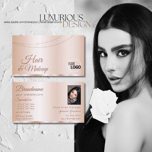Luxuriöse Rose Gold Glamour mit Logos und Foto Visitenkarte