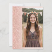 Luxuriöse Rose Gold Glitzer Blush Pink Sweet 16 Einladung (Rückseite)