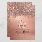Luxuriöse Rose Gold Glitzer Confetti Metallic Wedd Einladung (Vorne/Hinten)