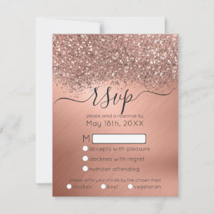 Luxuriöse Rose Gold Glitzer Confetti Metallic Wedd RSVP Karte