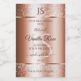 Luxuriöse Rose Gold Glitzer Initials Produktmarken Lebensmitteletikett