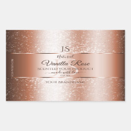 Luxuriöse Rose Gold Glitzer Initials Produktmarken Rechteckiger Aufkleber